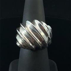 Mexico 925 Sterling Silver Ribbed Dome Modernist Ring Size 6 15.1g